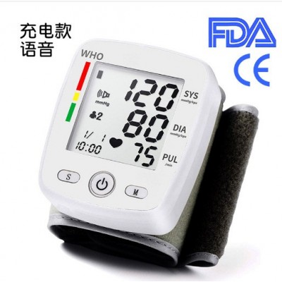 电子血压计 充电款跨境手腕式血压仪英文心率仪 语音播报 CK-W355